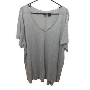 Tahari 100% Linen Powder Blue Short Sleeve Tee Size 3X